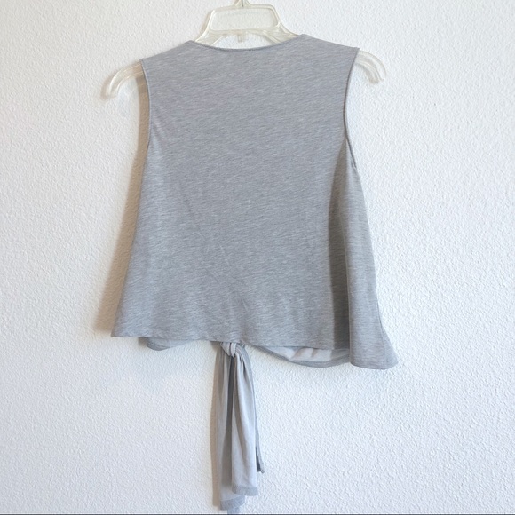 ASTR the label Tie front Waist Crop Top Gray - Picture 5 of 8